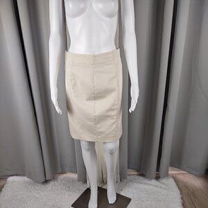 H&M Women's Light Beige, Tan, Cotton Blend Pencil Skirt With Pockets Size 8